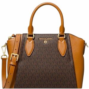 NWT Michael Kors Sienna Brown and Tan Satchel Purse